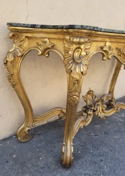 Pamono Louis XV Style Gilded Wood Console, 19th Century