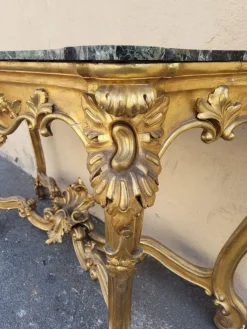 Pamono Louis XV Style Gilded Wood Console, 19th Century