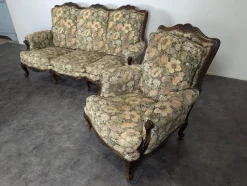 Pamono Louis XV Style Oak Living Room Set, Set of 4