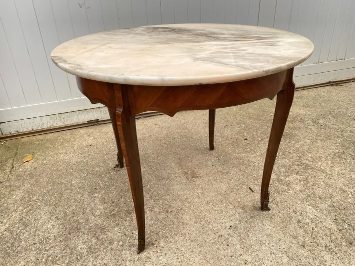 Pamono Louis XV Style Round Marble Coffee Table