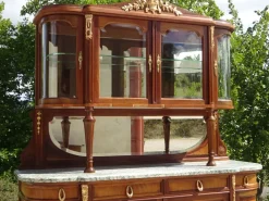 Pamono Louis XVI Bronze and Marquetry Sideboard with Curved Display Case, 1890s Online