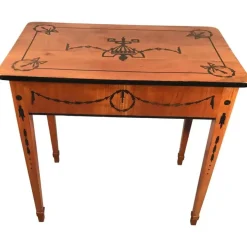 Pamono Louis XVI Cherry Veneer Side Table or Desk with Inlays, Germany, 1780 Best