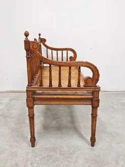 Pamono Louis XVI Hand-Carved Bench in style of with Hand-Woven Cane Seat Best