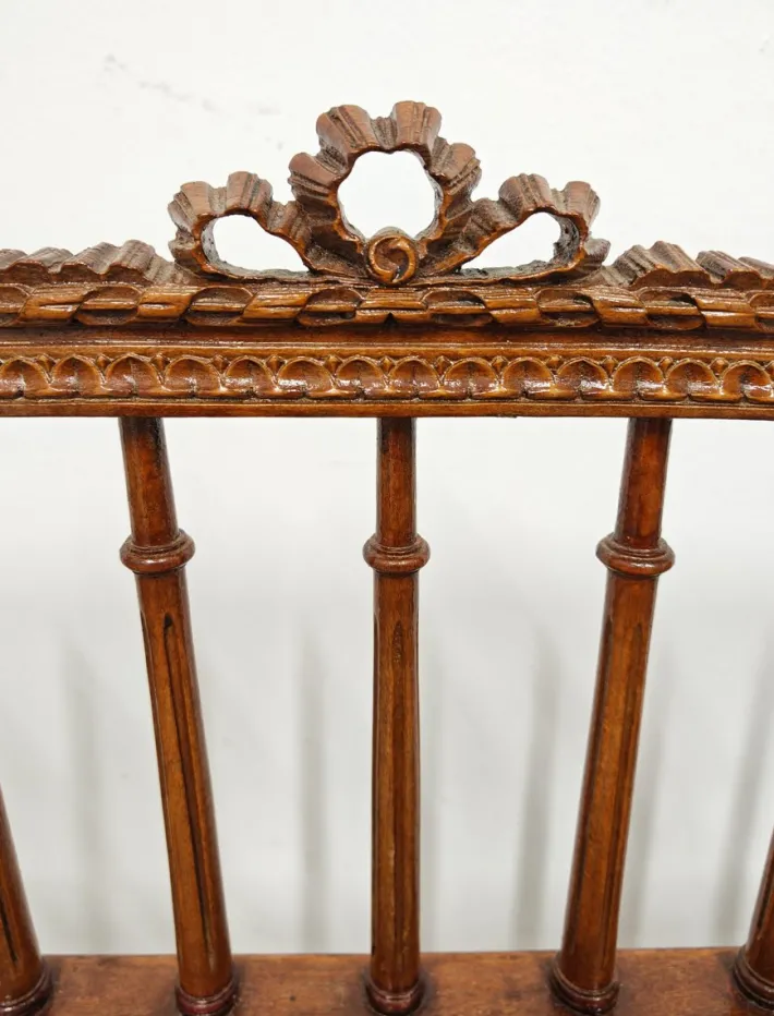 Pamono Louis XVI Hand-Carved Bench in style of with Hand-Woven Cane Seat Best