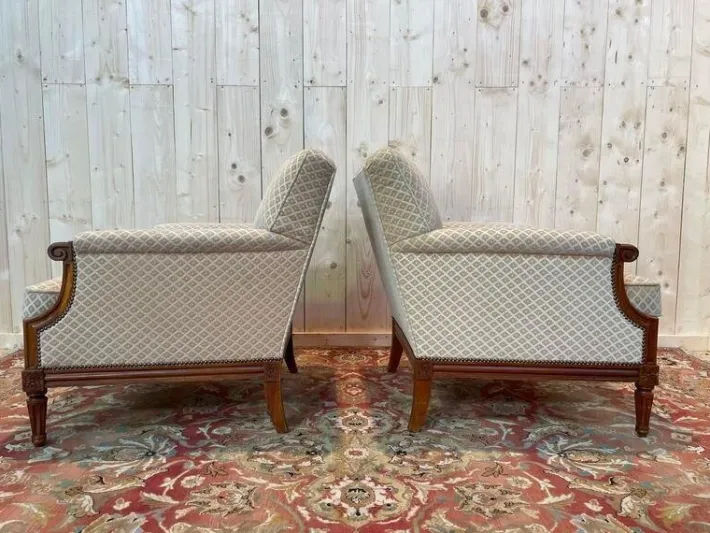 Pamono Louis XVI Living Room Sofa and Bergeres, Set of 3