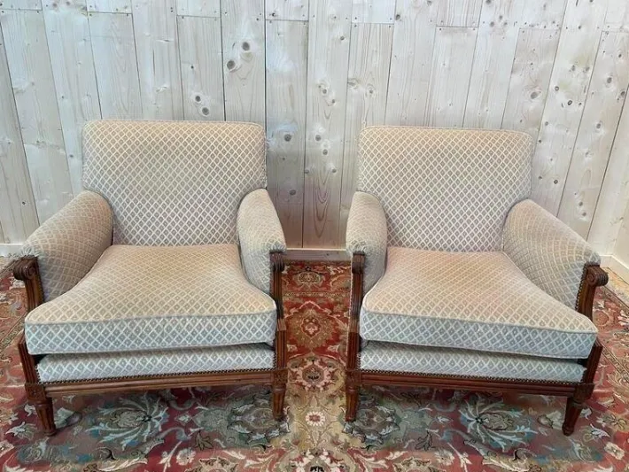 Pamono Louis XVI Living Room Sofa and Bergeres, Set of 3