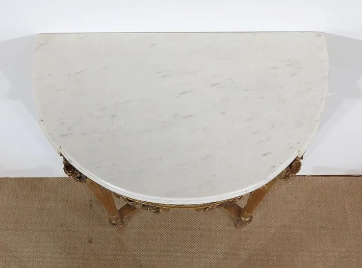 Pamono Louis XVI Mid 19th Century Marble and Gilded Wood Half-Moon Support Console Discount