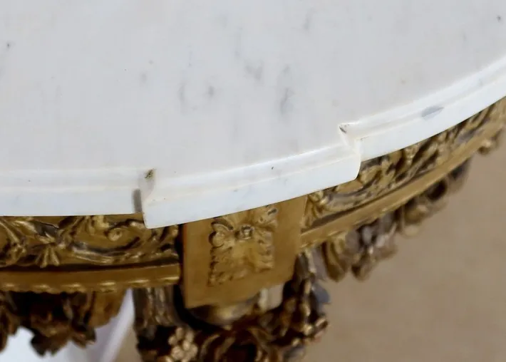 Pamono Louis XVI Mid 19th Century Marble and Gilded Wood Half-Moon Support Console Discount