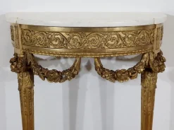 Pamono Louis XVI Mid 19th Century Marble and Gilded Wood Half-Moon Support Console Discount