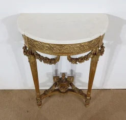 Pamono Louis XVI Mid 19th Century Marble and Gilded Wood Half-Moon Support Console Discount
