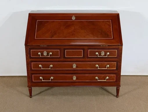 Pamono Louis XVI Scriban Secretary Desk in Mahogany and Precious Woods, 18th Century Best