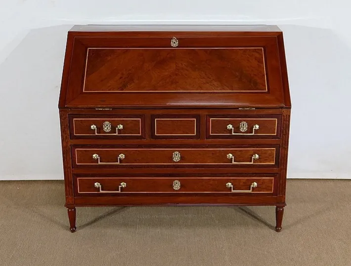 Pamono Louis XVI Scriban Secretary Desk in Mahogany and Precious Woods, 18th Century Best