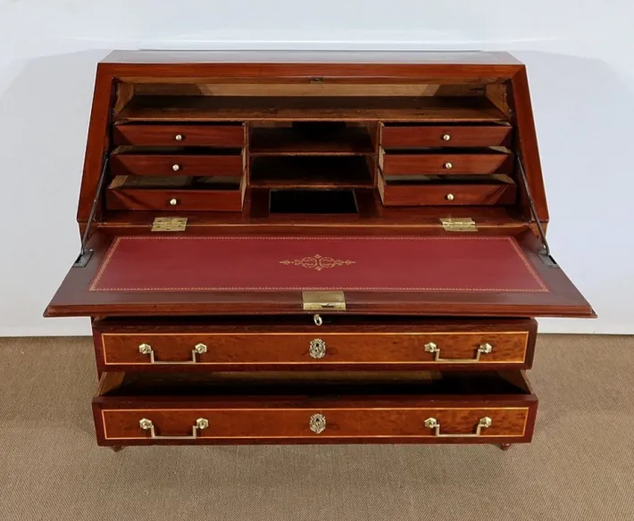 Pamono Louis XVI Scriban Secretary Desk in Mahogany and Precious Woods, 18th Century Best