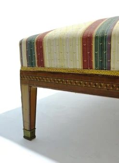 Pamono Louis XVI Style Chaise Longue in Wood and Multicolored Fabric with Brass Accessories, 1890s New