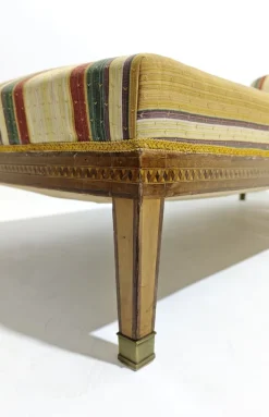 Pamono Louis XVI Style Chaise Longue in Wood and Multicolored Fabric with Brass Accessories, 1890s New