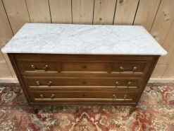 Pamono Louis Xvi Style Chest of Drawers in Mahogany and Brass Trim, White Carrara Marble Online