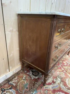 Pamono Louis Xvi Style Chest of Drawers in Mahogany and Brass Trim, White Carrara Marble Online