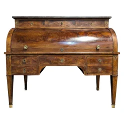 Pamono Louis XVI Style Cylinder Secretary in Flame Mahogany New