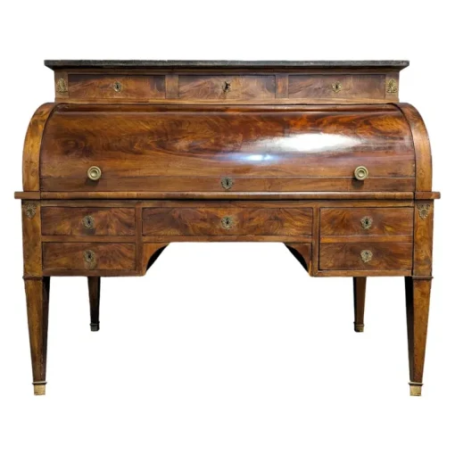 Pamono Louis XVI Style Cylinder Secretary in Flame Mahogany New