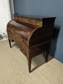 Pamono Louis XVI Style Cylinder Secretary in Flame Mahogany New