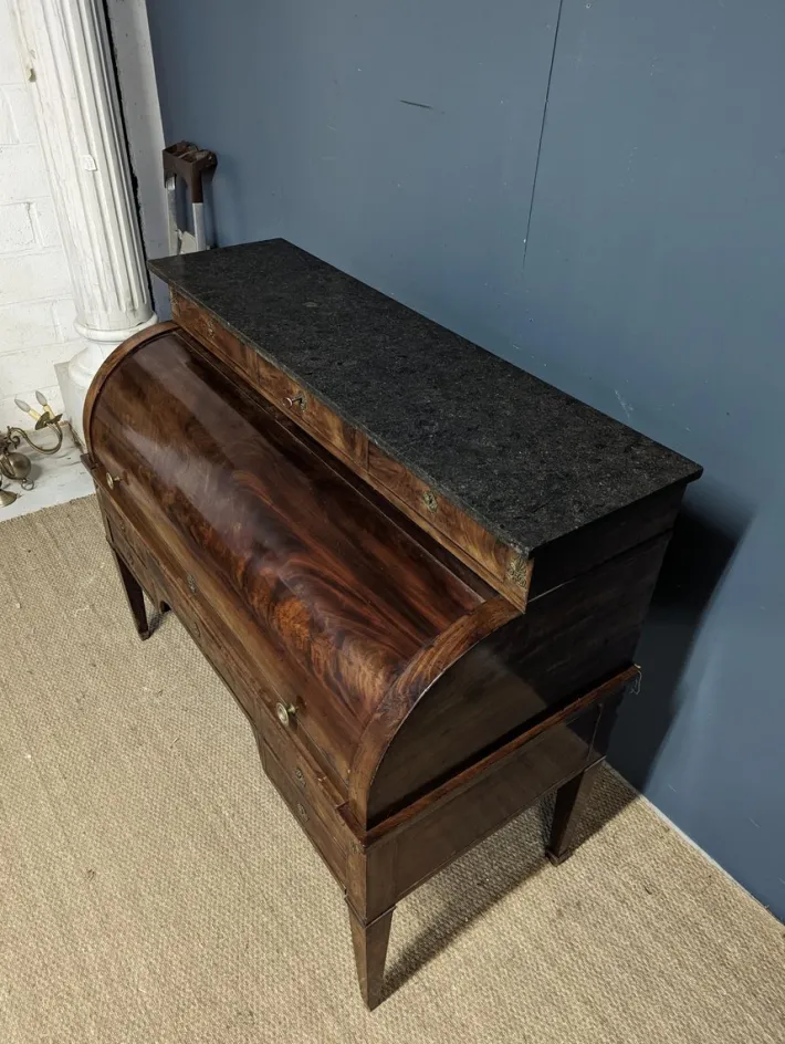 Pamono Louis XVI Style Cylinder Secretary in Flame Mahogany New