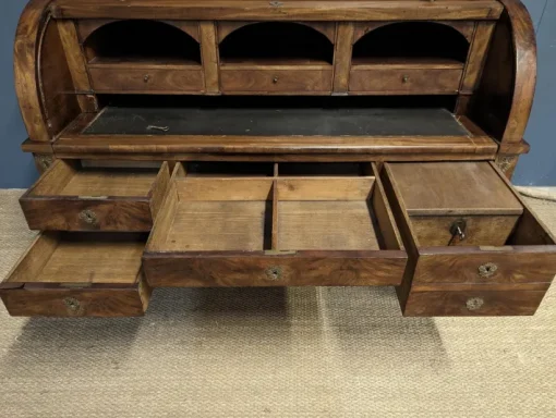 Pamono Louis XVI Style Cylinder Secretary in Flame Mahogany New