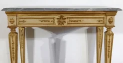 Pamono Louis XVI Style 19th-Century Marble and Golden Wood Console Table