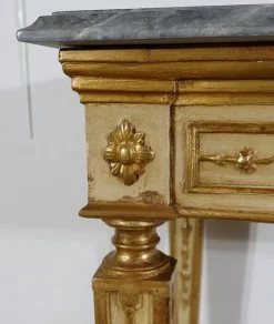Pamono Louis XVI Style 19th-Century Marble and Golden Wood Console Table