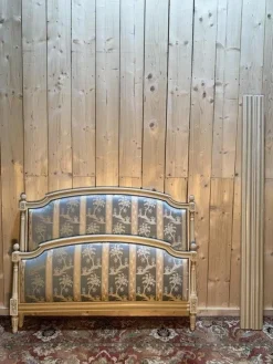 Pamono Louis XVI Style Upholstered Bed in Beige Wood Online