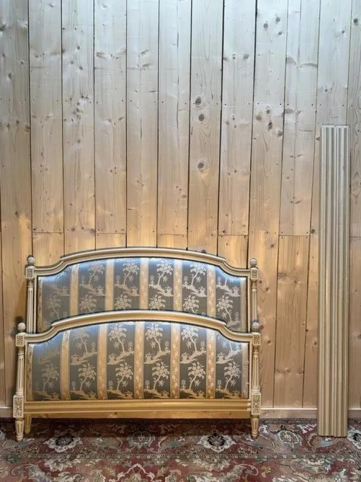 Pamono Louis XVI Style Upholstered Bed in Beige Wood Online