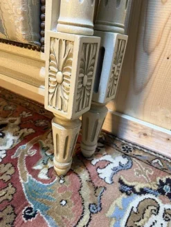 Pamono Louis XVI Style Upholstered Bed in Beige Wood Online