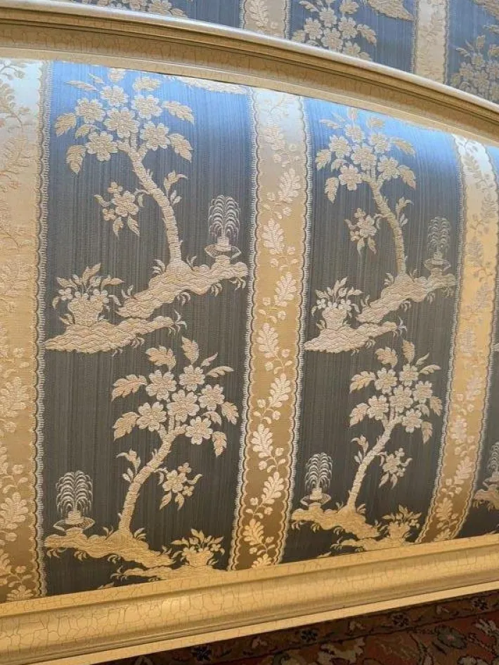 Pamono Louis XVI Style Upholstered Bed in Beige Wood Online