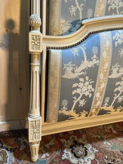 Pamono Louis XVI Style Upholstered Bed in Beige Wood Online