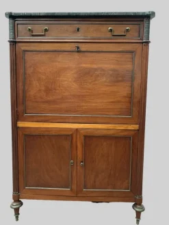 Pamono Louis XVI 19th Century Mahogany Secretary in Grey Veined Marble Top Outlet
