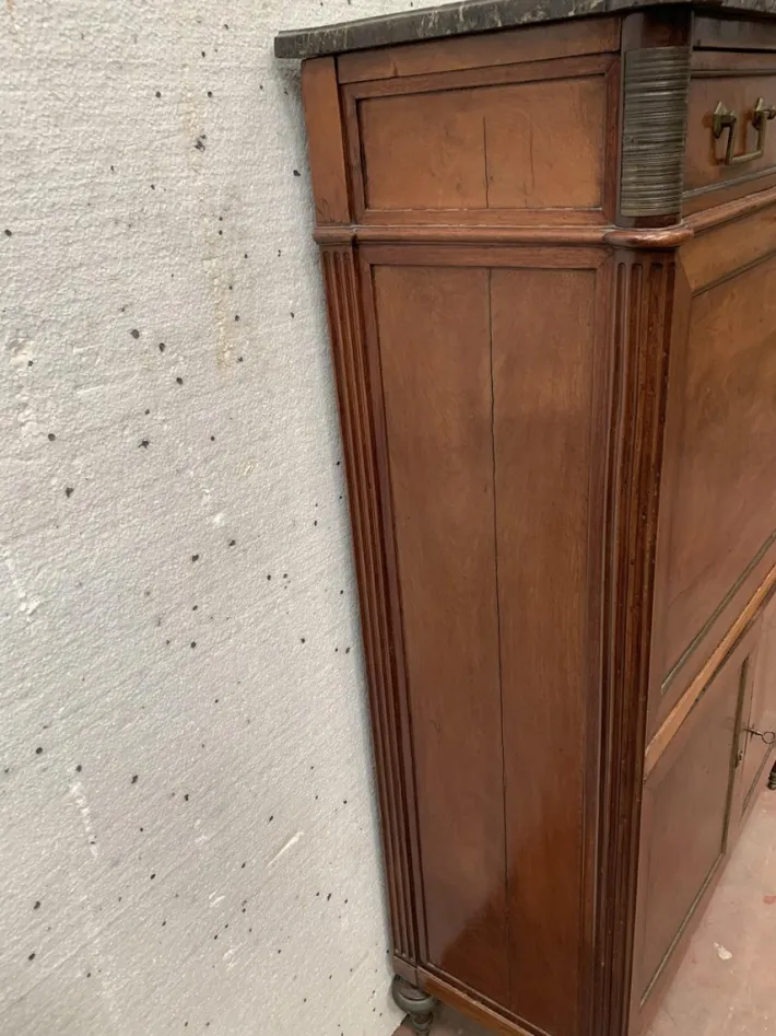 Pamono Louis XVI 19th Century Mahogany Secretary in Grey Veined Marble Top Outlet