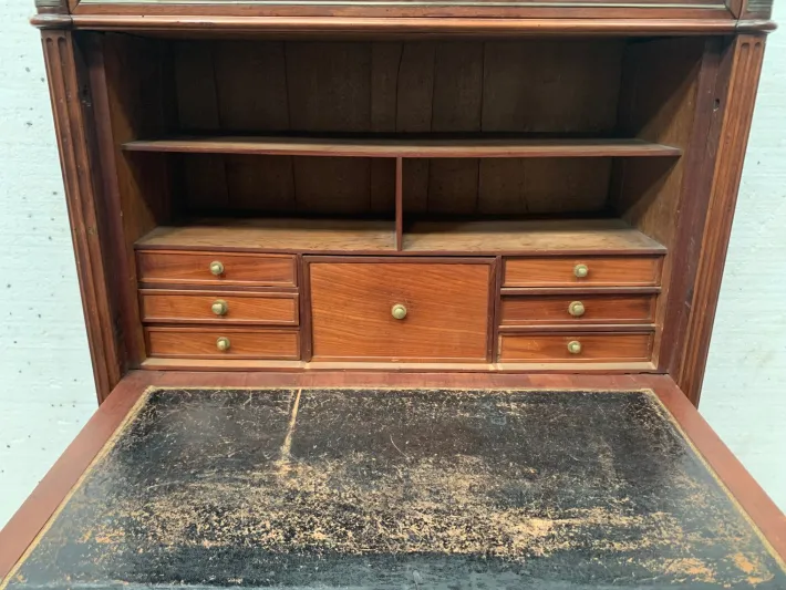 Pamono Louis XVI 19th Century Mahogany Secretary in Grey Veined Marble Top Outlet