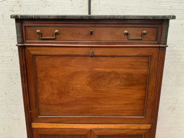 Pamono Louis XVI 19th Century Mahogany Secretary in Grey Veined Marble Top Outlet