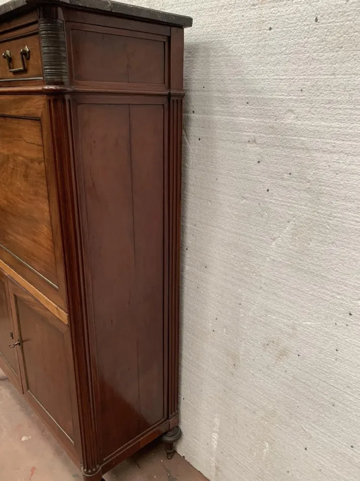 Pamono Louis XVI 19th Century Mahogany Secretary in Grey Veined Marble Top Outlet