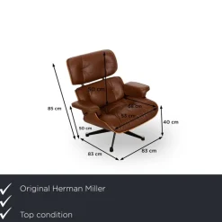 Pamono Lounge Chair in Leather by Charles & Ray Eames for Herman Miller Sale