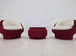 Pamono Lounge Chairs and Coffee Table, France, 1970s, Set of 3 Discount