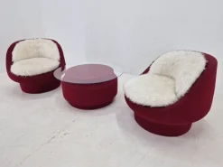 Pamono Lounge Chairs and Coffee Table, France, 1970s, Set of 3 Discount