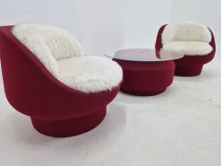 Pamono Lounge Chairs and Coffee Table, France, 1970s, Set of 3 Discount
