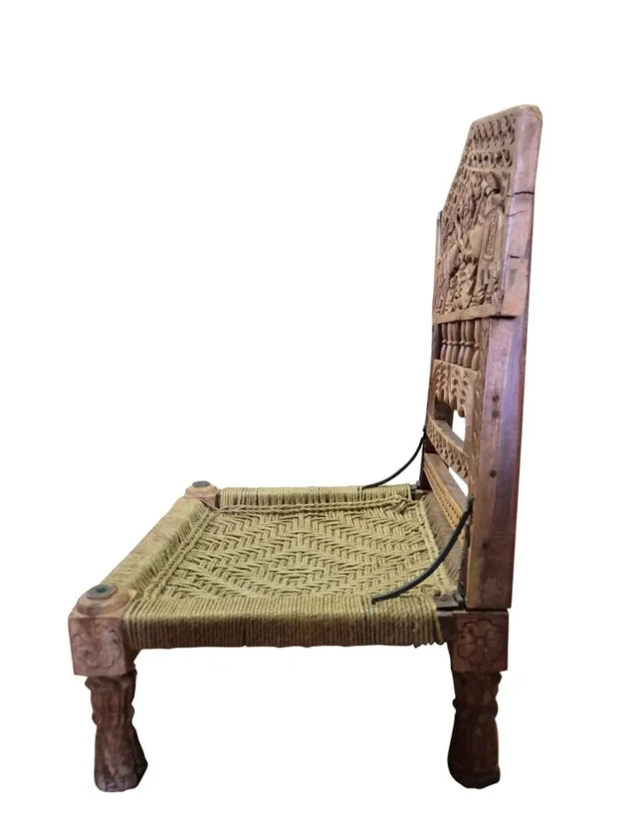 Pamono Low Indian Hand-Carved Chairs with Elephant Backrests, 1950s, Set of 2 Online