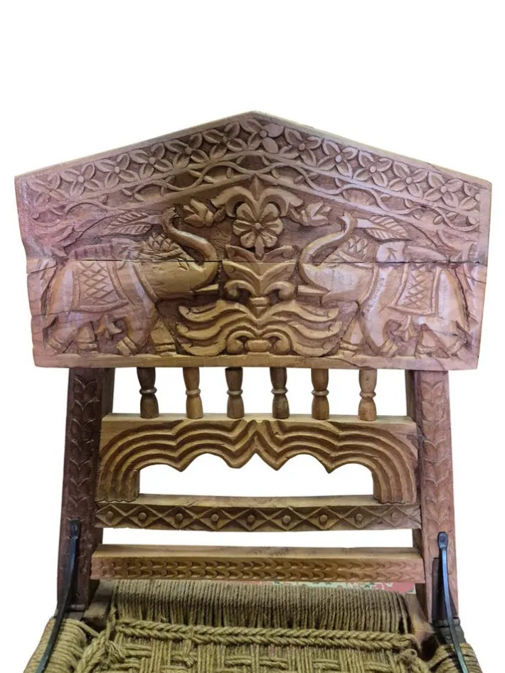 Pamono Low Indian Hand-Carved Chairs with Elephant Backrests, 1950s, Set of 2 Online