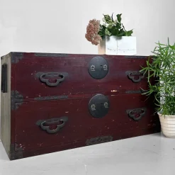 Pamono Low Japanese Meiji Tansu Chest of Drawers, 1910s Sale
