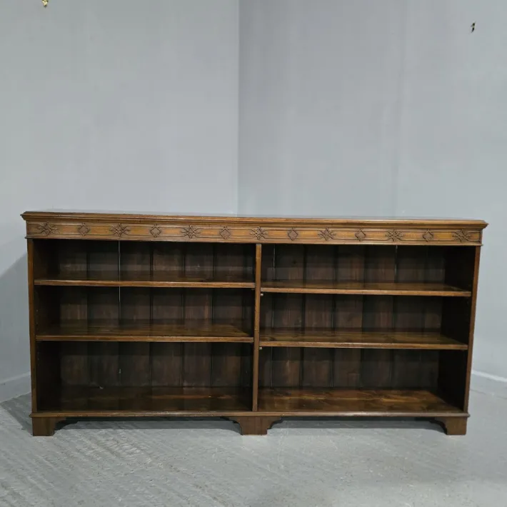 Pamono Low Open Adjustable Bookcase in Mahogany, 1900s