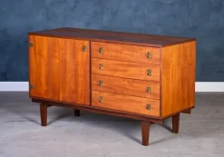 Pamono Low Teak Sideboard with Brass Handles by Peter Løvig Nielsen, 1960s