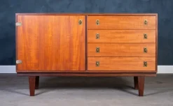 Pamono Low Teak Sideboard with Brass Handles by Peter Løvig Nielsen, 1960s