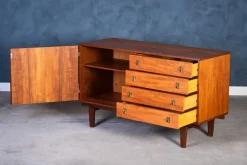 Pamono Low Teak Sideboard with Brass Handles by Peter Løvig Nielsen, 1960s
