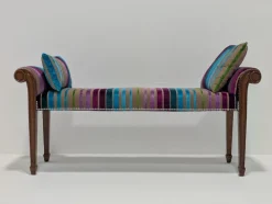 Pamono Mahogany & Velvet Bench Best